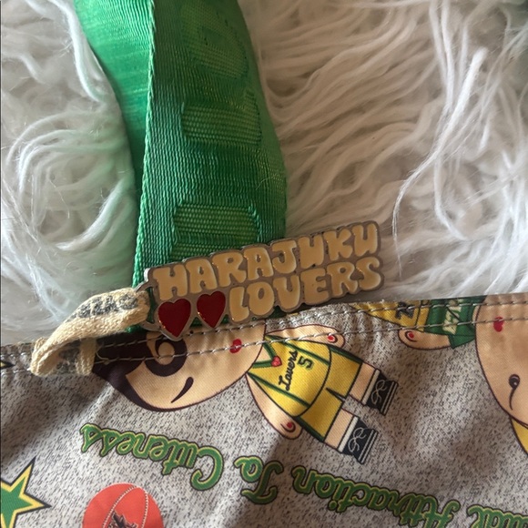 Harajuku Lovers Bag Green Top Snap Closure Shopper Shoulder tote Sports Motif - Picture 2 of 9